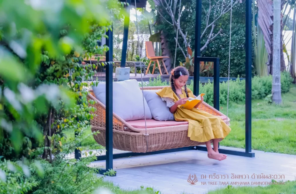 รีวิวที่พักอัมพวาสวยๆ ริมน้ำ ณ ทรีธารา โดยเพจ เวลาเที่ยว พักห้อง 2 Bedroom Poll Villa Riverfront สระว่ายน้ำส่วนตัว บรรยากาศสวยๆ มองจากห้องพัก และ ทานอาหารริมน้ำ